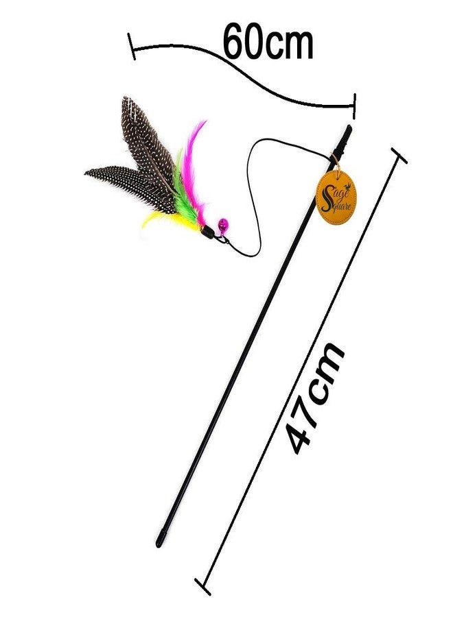 Sage Square Giant 47 cm Jumbo Size Playful Pet Friendly Feather Teaser Stick Toy for Cat/Kitten/Puppy (Random Colour) - Image 3